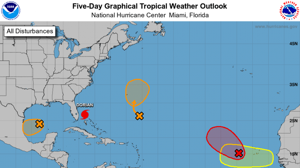  Varios sistemas con potencial ciclónico, mientras Dorian prevalece sobre Gran Bahama 
