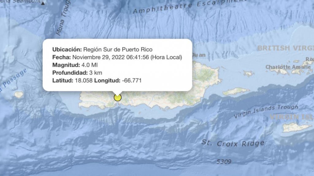  Temblor de 4.0 al este de Guayanilla 