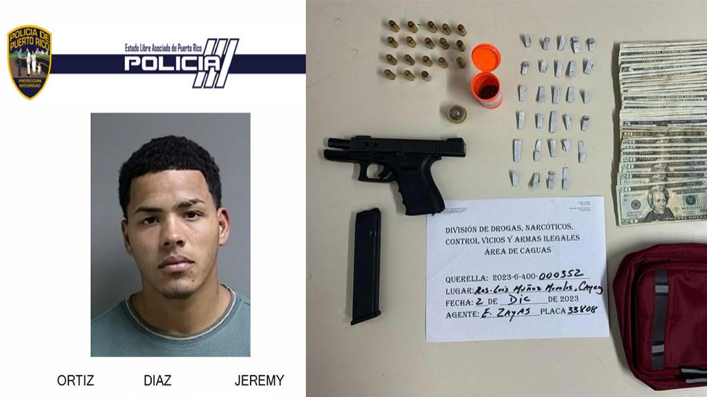  Arrestan joven de 20 años con un arma y drogas en caserío de Cayey 