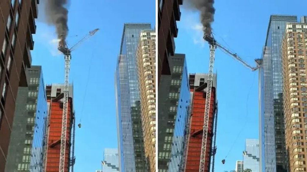  VIDEO:Al menos seis heridos al caer el brazo de una grúa contra otro edificio en Manhattan 