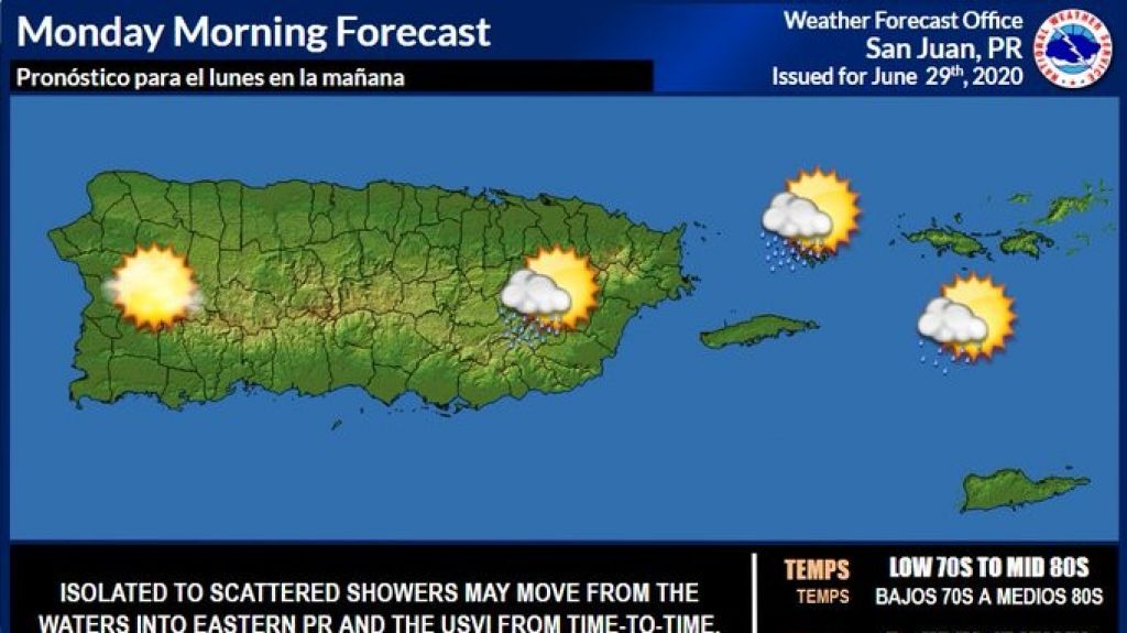  Resumen del estado del tiempo para Puerto Rico del lunes, 29 de junio de 2020 