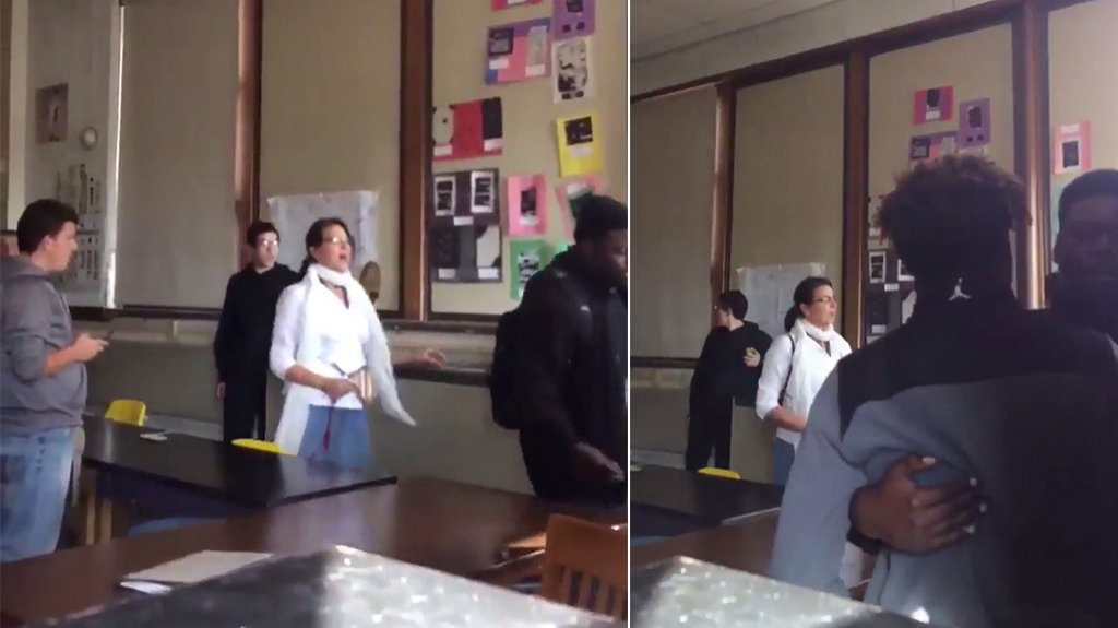  Video: Estudiante defiende a maestra que recibió un puño tratando de detener pelea entre otros dos estudiantes 