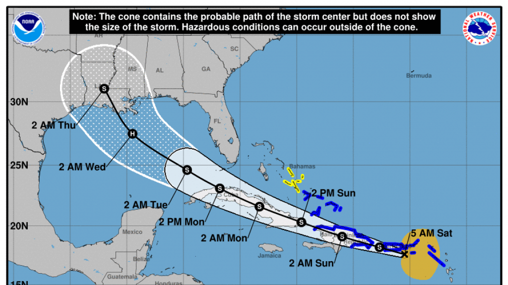  [5:00 am] Laura se dirige al suroeste de Puerto Rico, toda la Isla recibirá sus impactos 