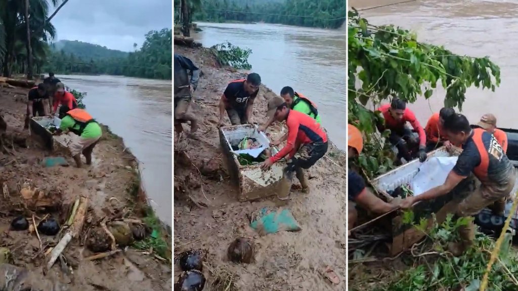  Niño filipino sobrevive a un deslizamiento de tierra, escondiéndose en una nevera durante la tormenta tropical 