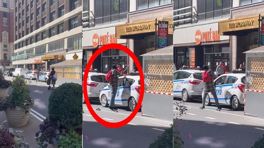  Video: Hombre destroza patrulla NYPD en Nueva York 