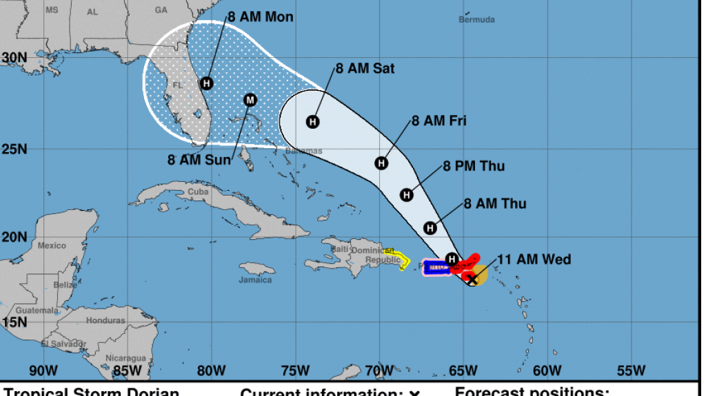  Aviso de huracán para islas municipio e Islas Vírgenes Estadounidenses 