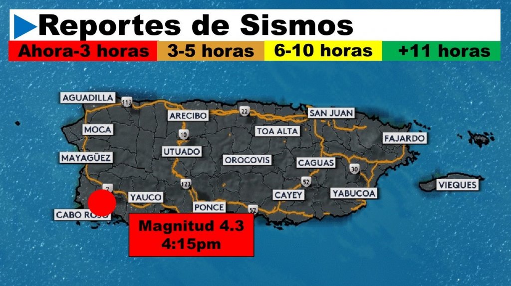  Temblor 4.3 se siente en la isla 