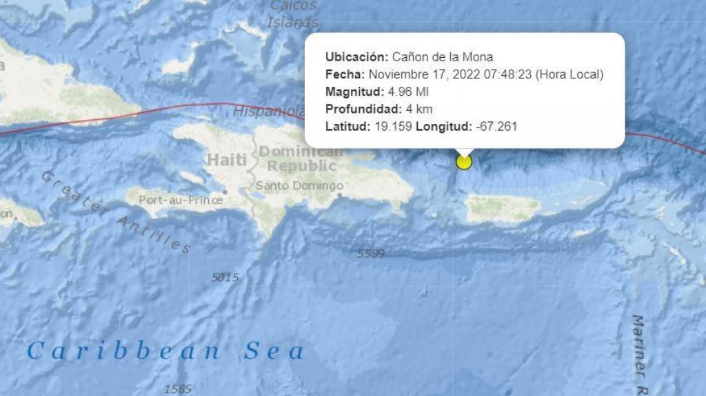  Temblor de 4.96 en aguas del Atlántico 