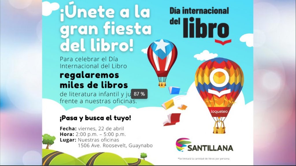  Editorial Santillana conmemora Día Internacional del Libro regalando ejemplares frente a sus oficinas en Guaynabo 