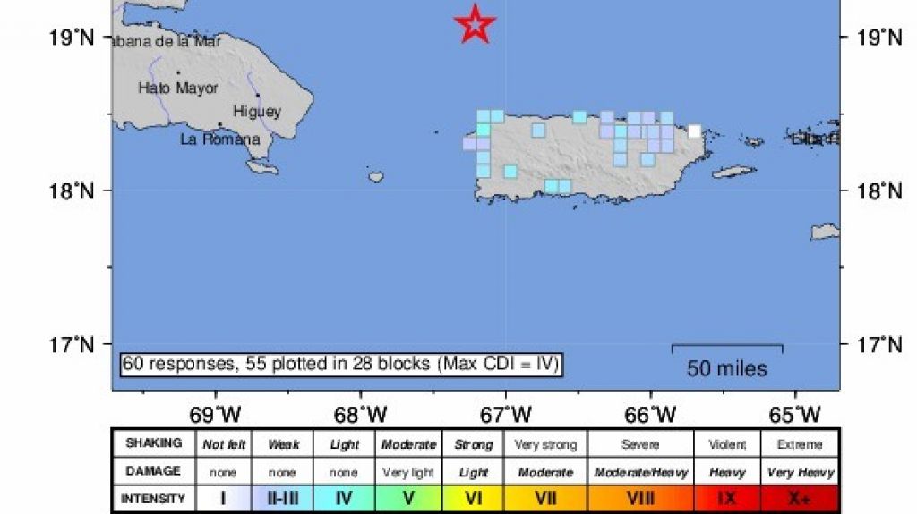  Otro temblor en Puerto Rico: Réplica con magnitud 4.9 es ampliamente sentida a través del país 