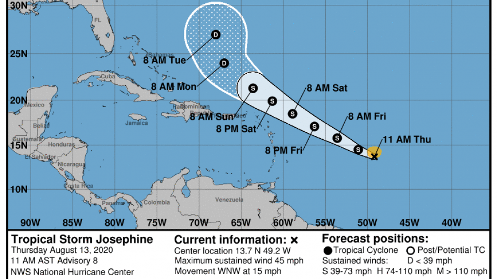  Depresión tropical #11 se convierte en Josephine, no es de amenaza directa a la Isla 