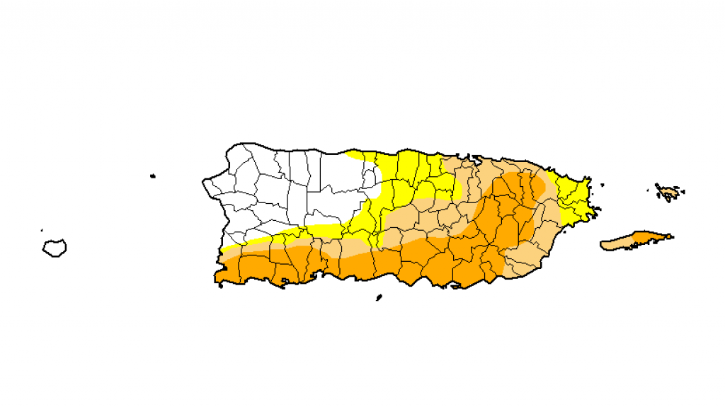  Se mantiene igual el área de Puerto Rico afectada por alguno de los niveles de sequía 