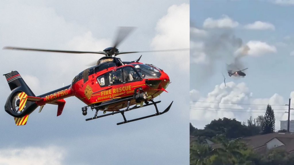  VIDEO:4 hospitalizados después de que un helicóptero de BSO Fire Rescue se estrellara en Pompano Beach, Florida 